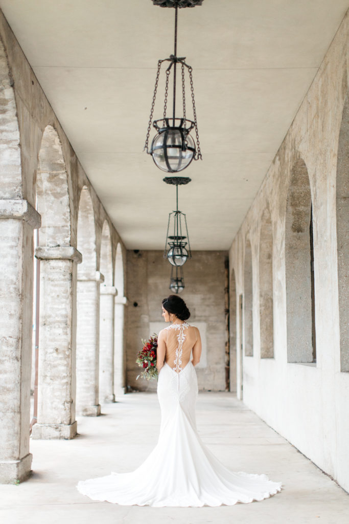 Stunning berta Wedding Gown from Calvet Couture Bridal on Kirsten at the Lightner Museum in St. Augustine