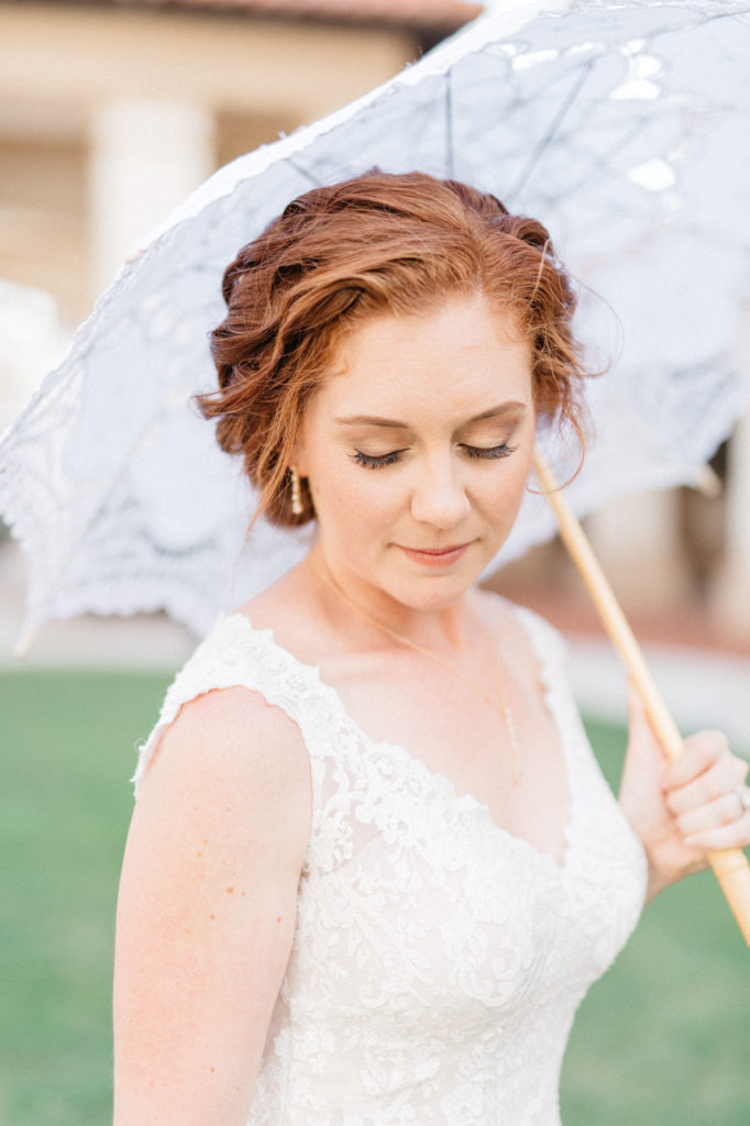 bride with parasol