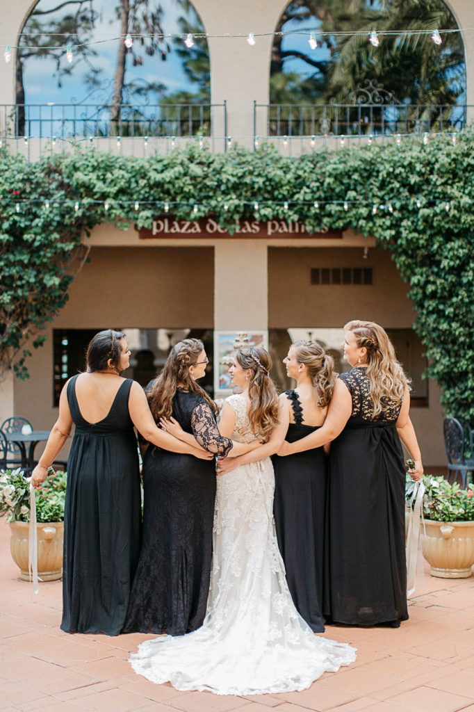 back of the gowns bridesmaid photo mission inn wedding