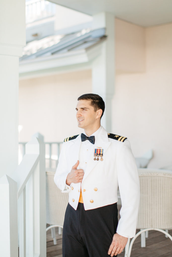 groom in navy uniform boca bay pass club wedding