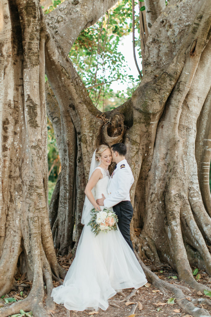 bride and groom portrait in banyan trees boca bay pass club wedding gasparilla island