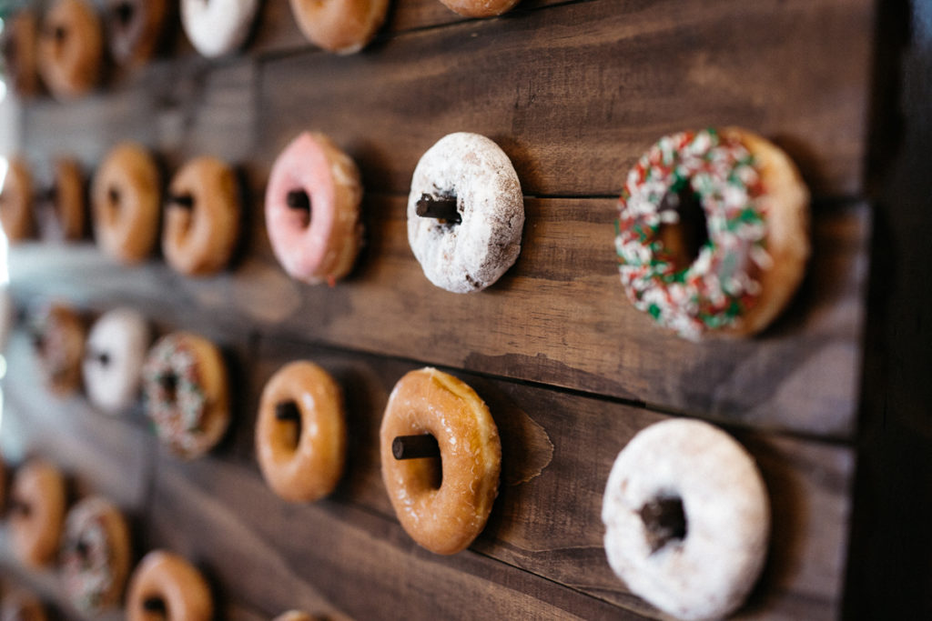 golden bear club wedding donut wall