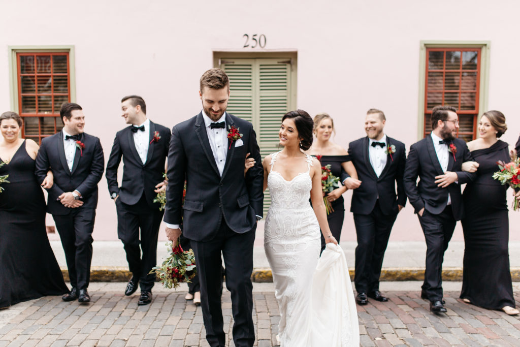 Bridal party portraits in downtown St. Augustine