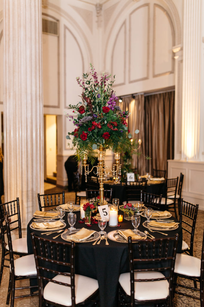 joe hearn events and Treasury on the Plaza beautiful reception space florals and table settings