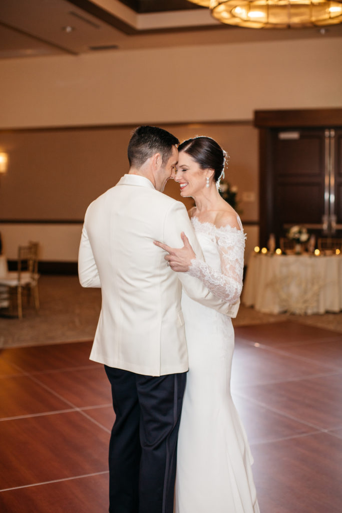 bride and groom first dance at the alfond inn