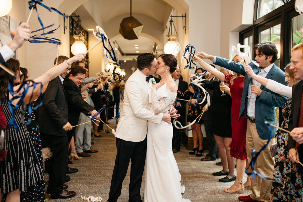 bride and groom streamer exit at the alfond inn wedding