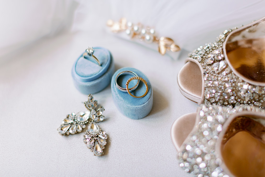 bridal jewelry details at Casa Feliz Wedding Venue