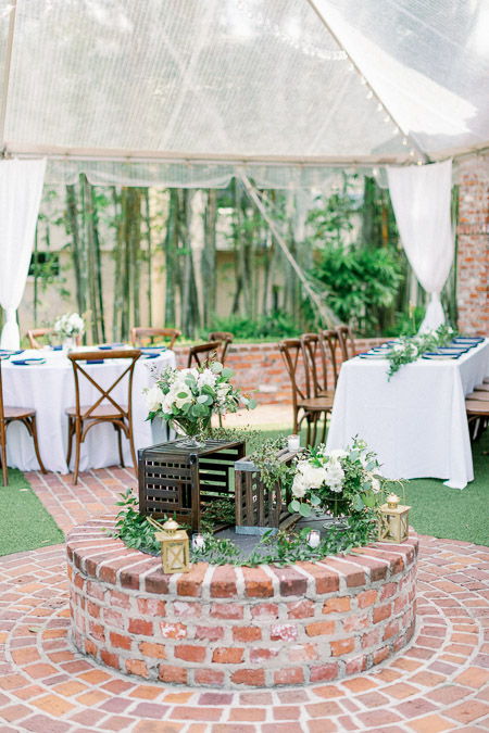 reception details in garden of Casa Feliz Wedding Venue