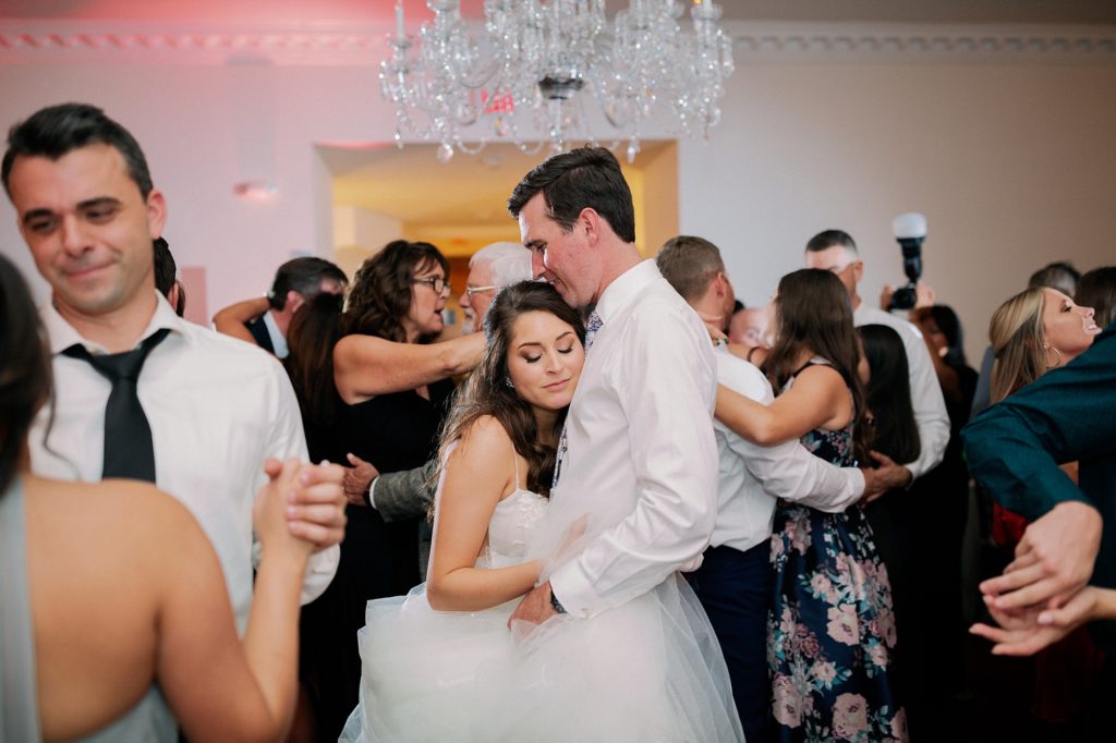 bride and groom romantic dance at reception
