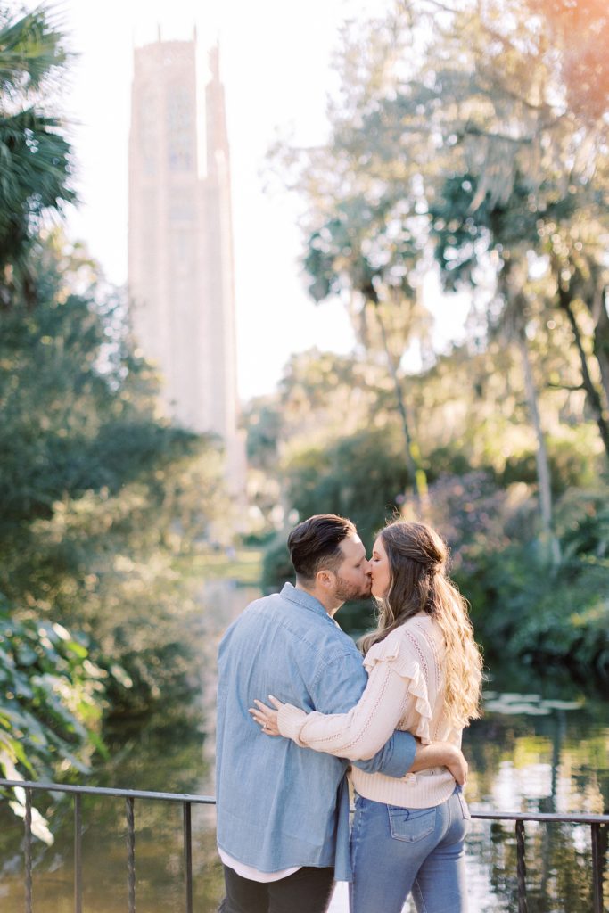 Bok Tower Engagement Session Kiss