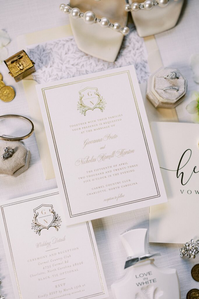 wedding invitation and details carmel country club raleigh