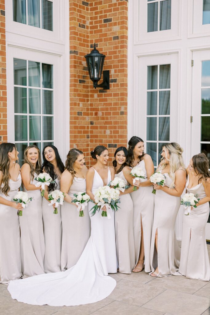 modern Raleigh Wedding venue Carmel country club bridesmaids laughter