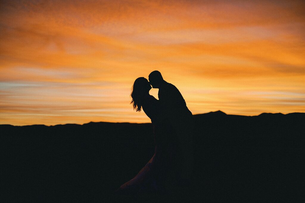 Las Vegas Dry Lakebeds Sunset Bride and Groom