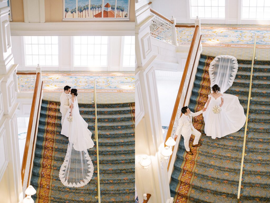 disney wedding grand floridian staircase portraits