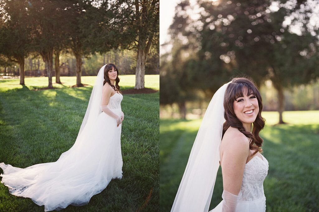 Bridal portraits in tulle wedding gown at Kinsleeshop Farm Wedding, captured by North Carolina Wedding Photographer, Casie Marie Photography