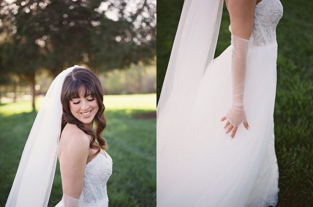 Bridal portraits in tulle wedding gown at Kinsleeshop Farm Wedding, captured by North Carolina Wedding Photographer, Casie Marie Photography