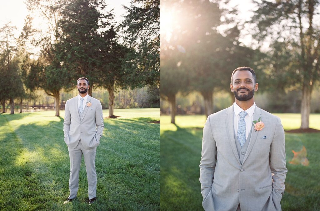 Groom portraits at Kinsleeshop Farm Wedding, captured by North Carolina Wedding Photographer, Casie Marie Photography
