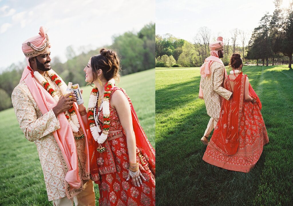 Indian Bride and groom wedding portraits at The Kinsleeshop Farm, photographed by North Carolina Wedding Photographer, Casie Marie Photography