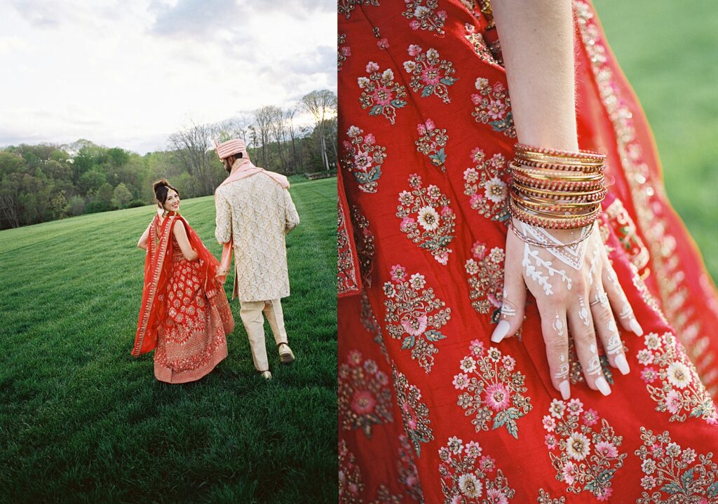 Indian Bride and groom wedding portraits at The Kinsleeshop Farm, photographed by North Carolina Wedding Photographer, Casie Marie Photography
