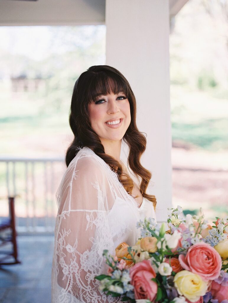Bride getting ready for her Kinsleeshop Farm Wedding, captured by North Carolina Wedding Photographer, Casie Marie Photography