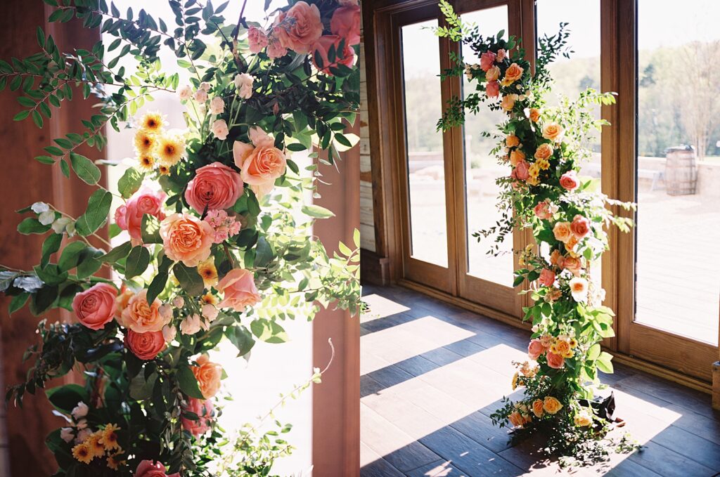 Ceremony florals at the Kinsleeshop Farm Wedding, captured by North Carolina Wedding Photographer, Casie Marie Photography