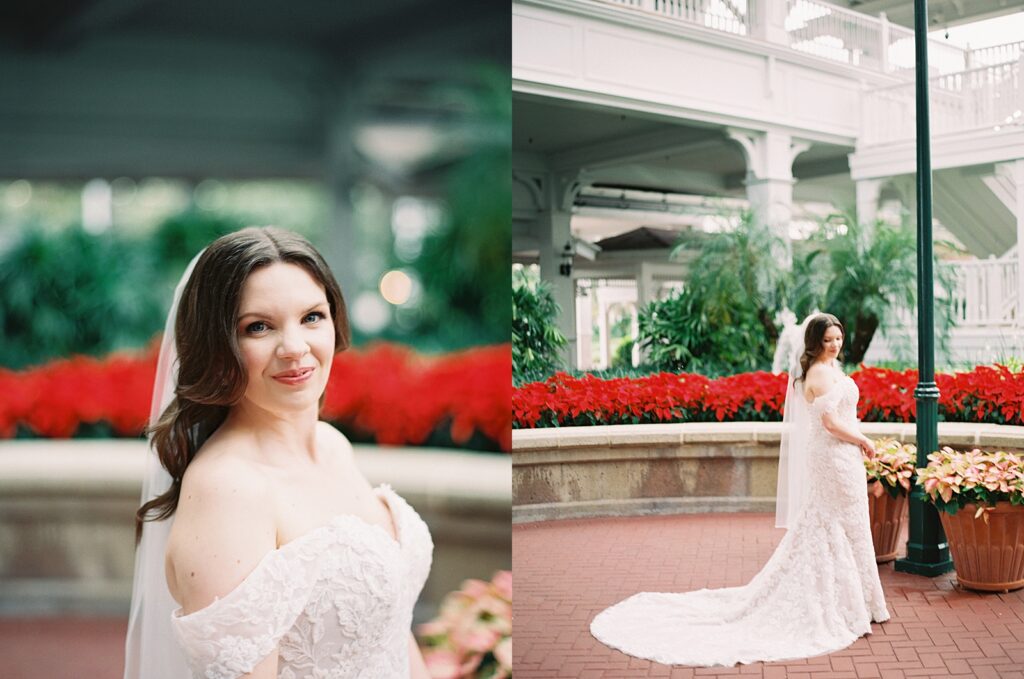 Bridal Portraits before the ceremony at Disney’s Grand Floridian captured by Walt Disney World wedding photographer Casie Marie Photography