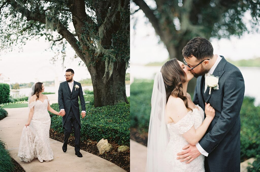 Bride and groom portraits at Picture Point at Disney's Wedding Pavilion captured by Walt Disney World wedding photographer Casie Marie Photography