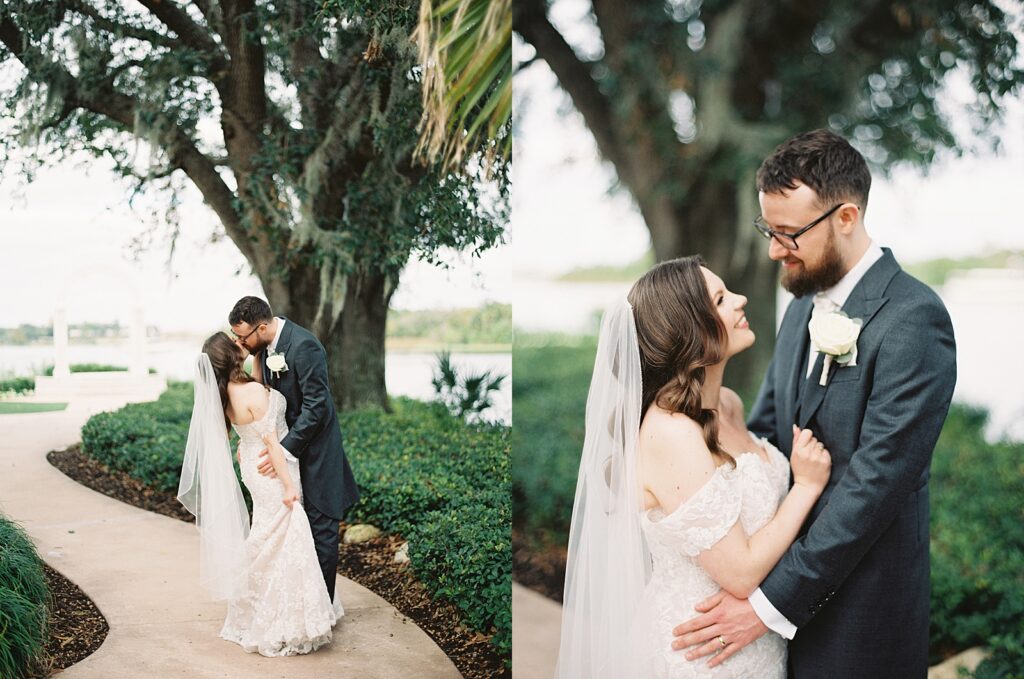 Bride and groom portraits at Picture Point at Disney's Wedding Pavilion captured by Walt Disney World wedding photographer Casie Marie Photography