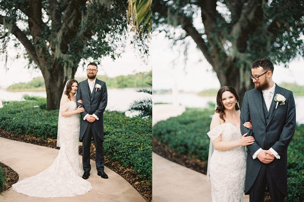 Bride and groom portraits at Picture Point at Disney's Wedding Pavilion captured by Walt Disney World wedding photographer Casie Marie Photography
