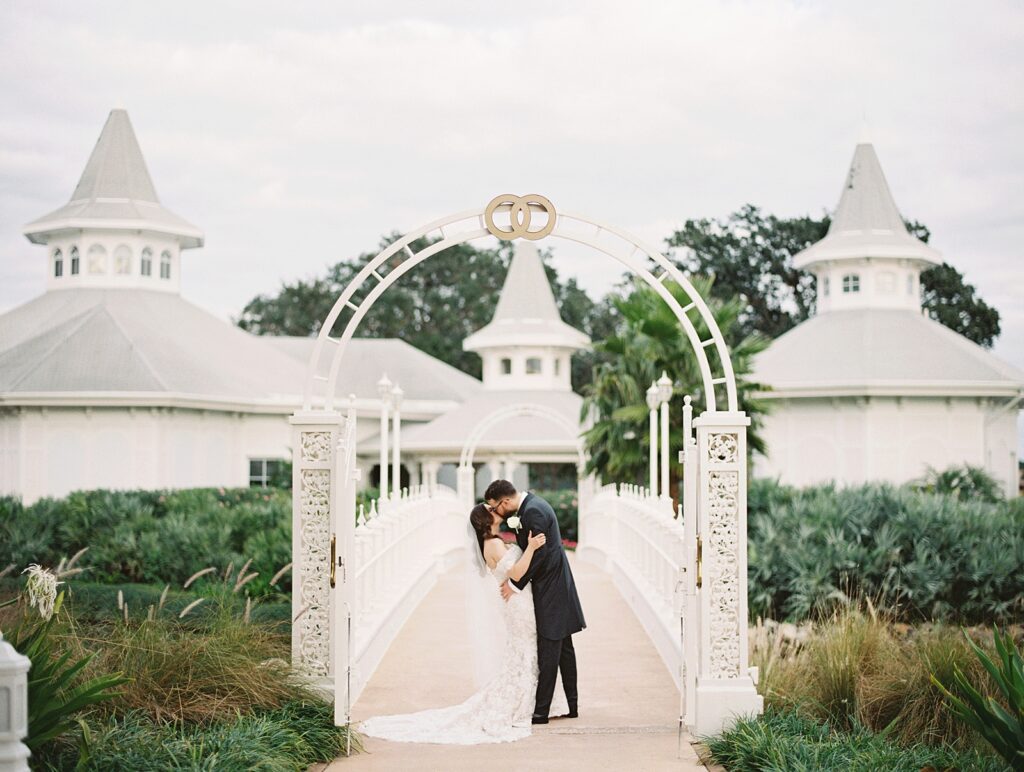 Bride and groom portrait together at Disney's Wedding Pavilion captured by Walt Disney World wedding photographer Casie Marie Photography