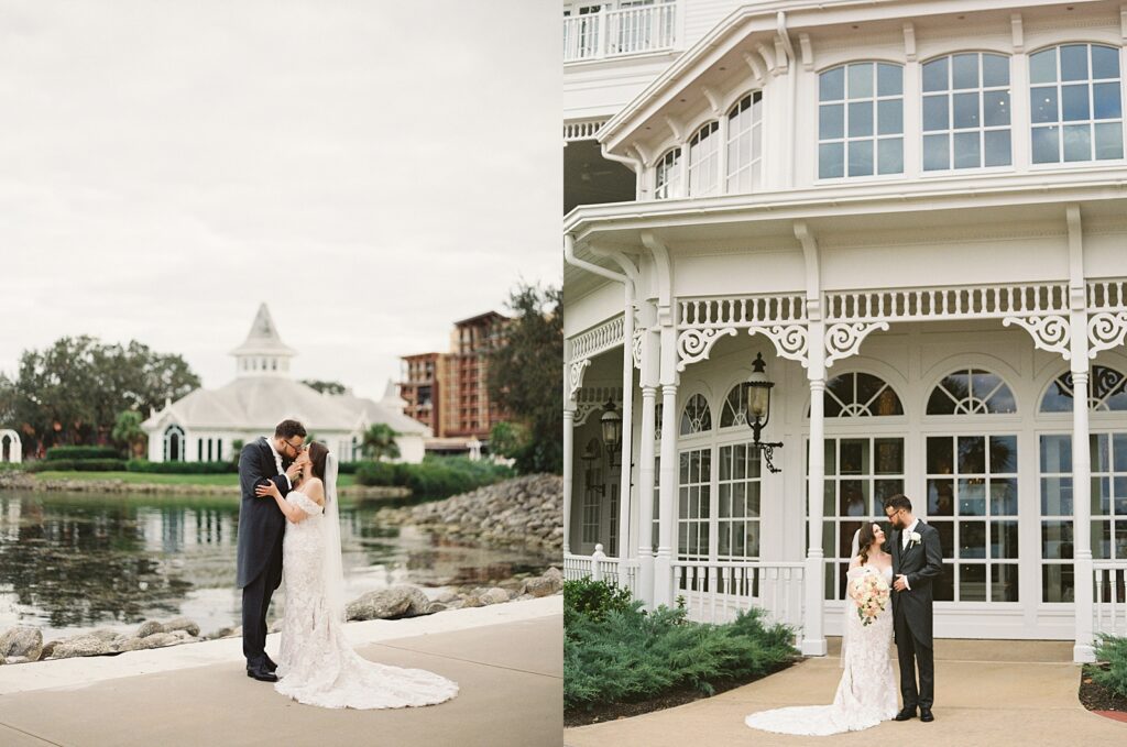 Bride and groom portrait together at Disney's Wedding Pavilion captured by Walt Disney World wedding photographer Casie Marie Photography