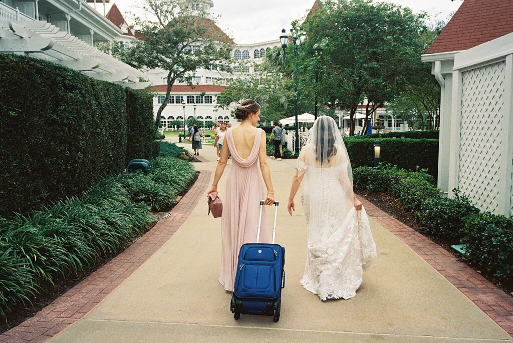Bride on her way to the ceremony at Disney’s Grand Floridian captured by Walt Disney World wedding photographer Casie Marie Photography
