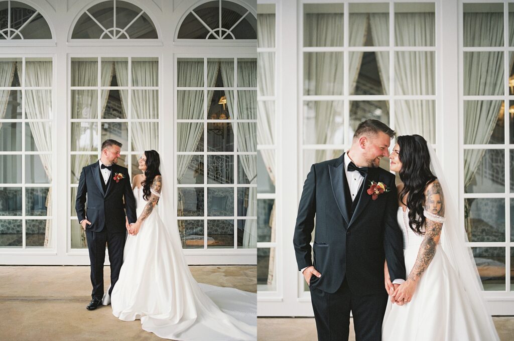 Bride and groom portraits at Disney’s Grand Floridian captured by Walt Disney World wedding photographer Casie Marie Photography