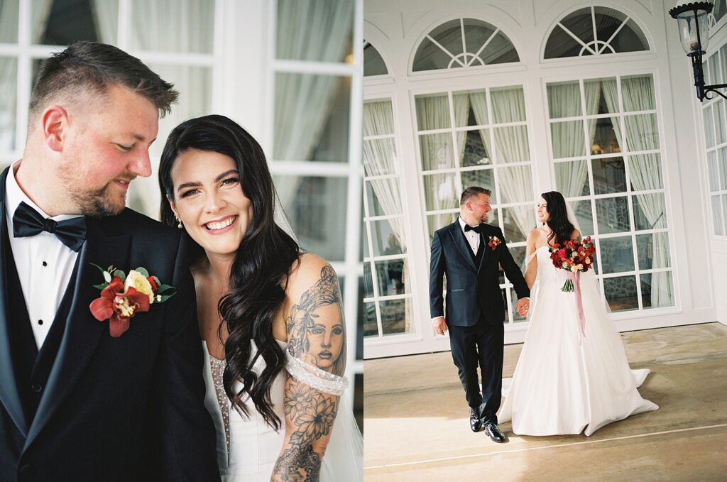 Bride and groom portraits at Disney’s Grand Floridian captured by Walt Disney World wedding photographer Casie Marie Photography