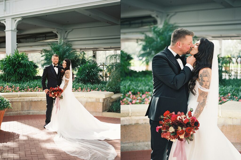 Bride and groom portraits at Disney’s Grand Floridian captured by Walt Disney World wedding photographer Casie Marie Photography