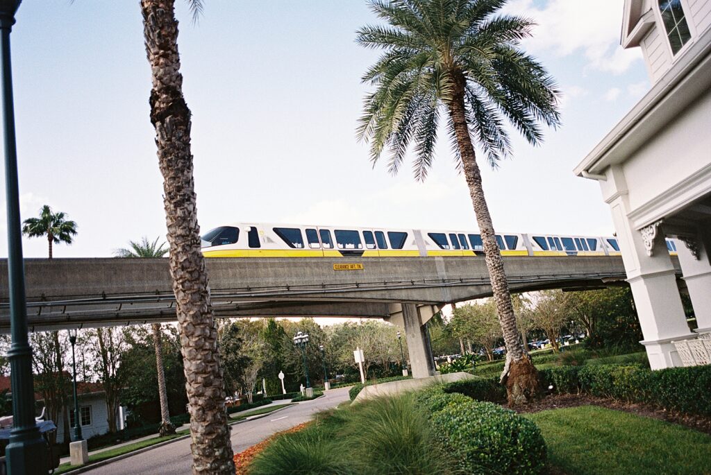 Monorail at Disney’s Grand Floridian captured by Walt Disney World wedding photographer Casie Marie Photography