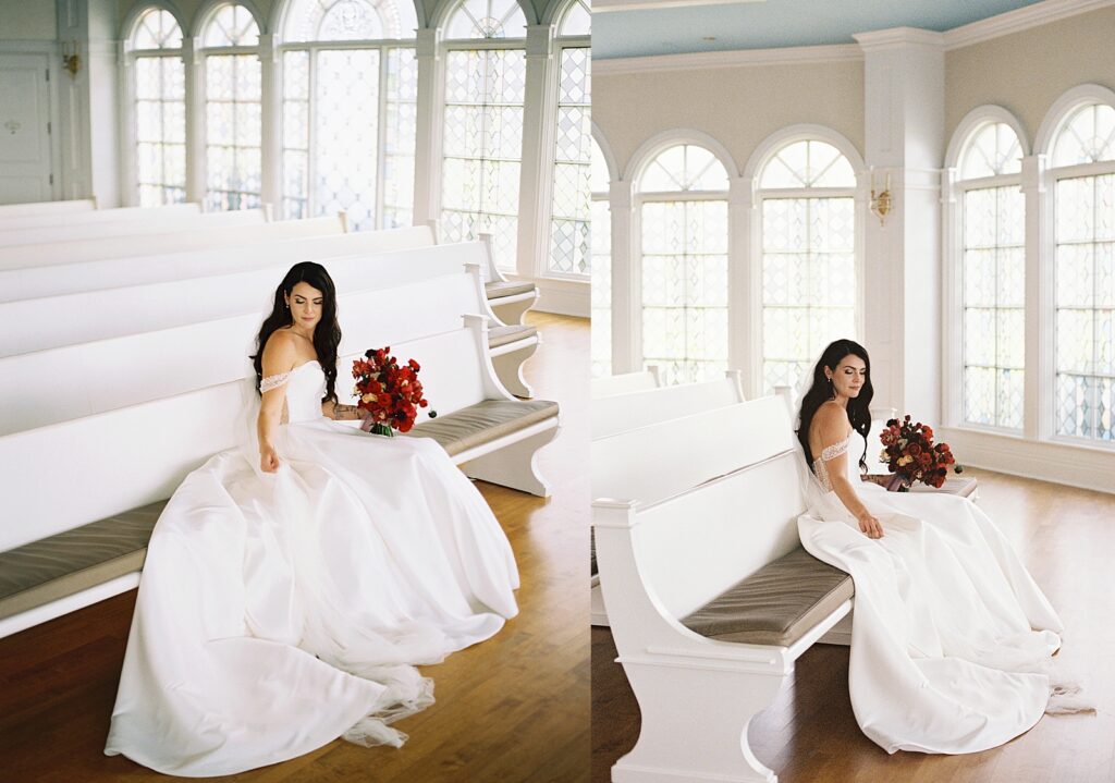 Bride portraits inside Disneys Wedding Pavilion captured by Walt Disney World wedding photographer Casie Marie Photography