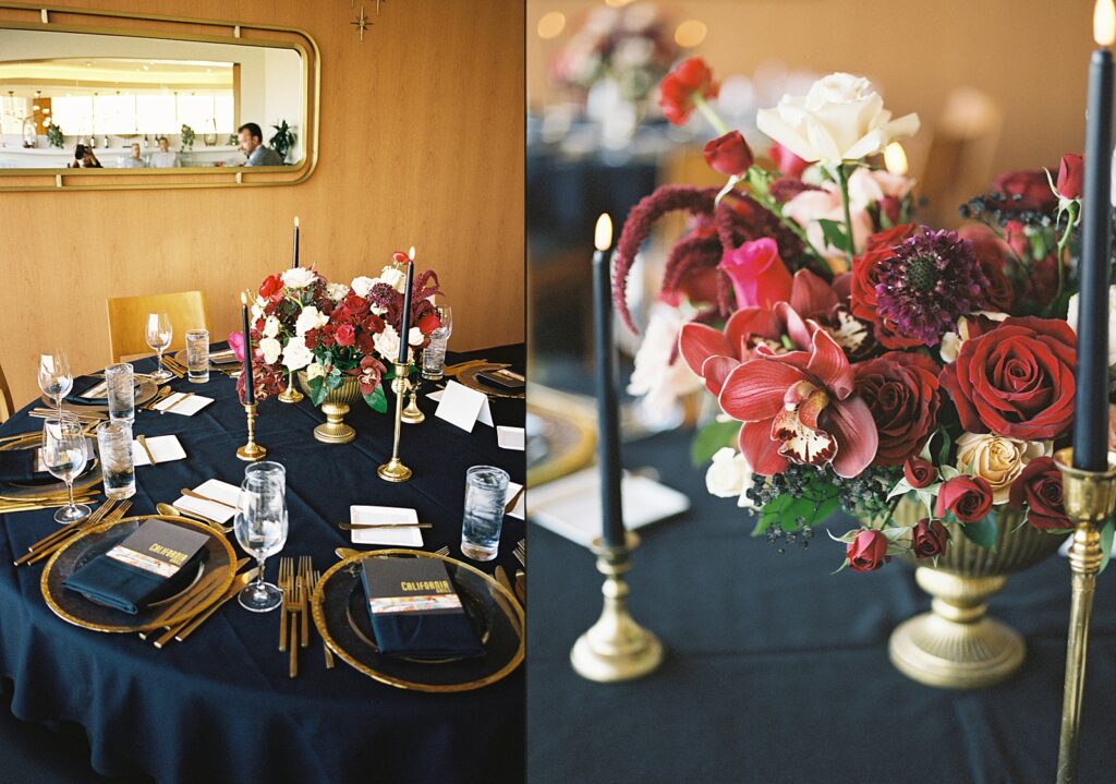Reception details at Disneys Contemporary resort Napa Room, photographed by Walt Disney World wedding photographer Casie Marie Photography
