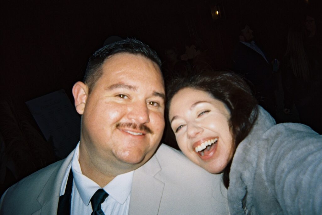 Casie and Logan, at a wedding celebration